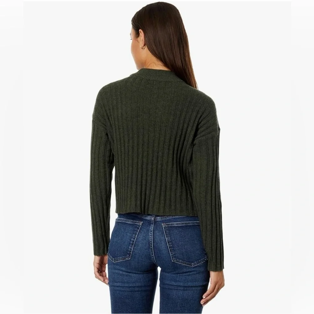 Madewell Mockneck Crop Sweater Green Heather Dark Forest Size XXS. - Picture 3 of 8